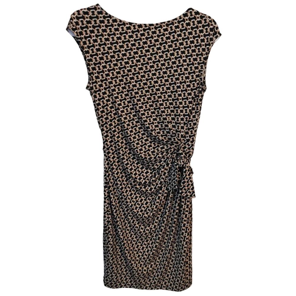 Lauren Ralph Lauren Dress Midi At Knee Chain Bridle Pattern Tie Waist Sz 8